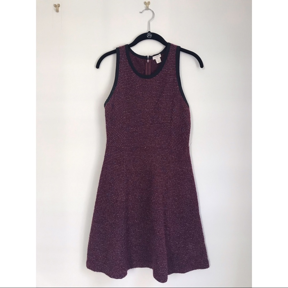 J Crew Fit and Flare Burgundy Dress